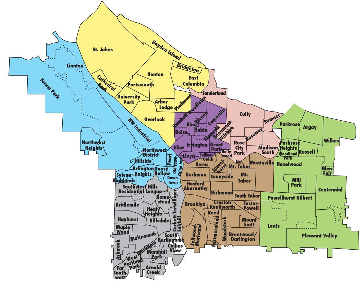 карта околиць Портленда