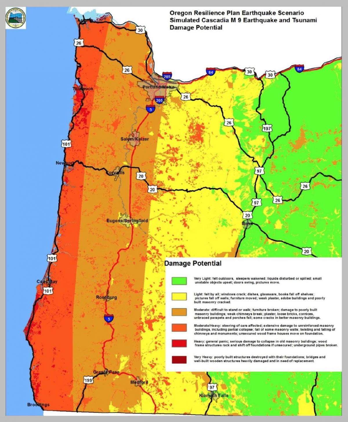 землетруси карта Портленд Орегон