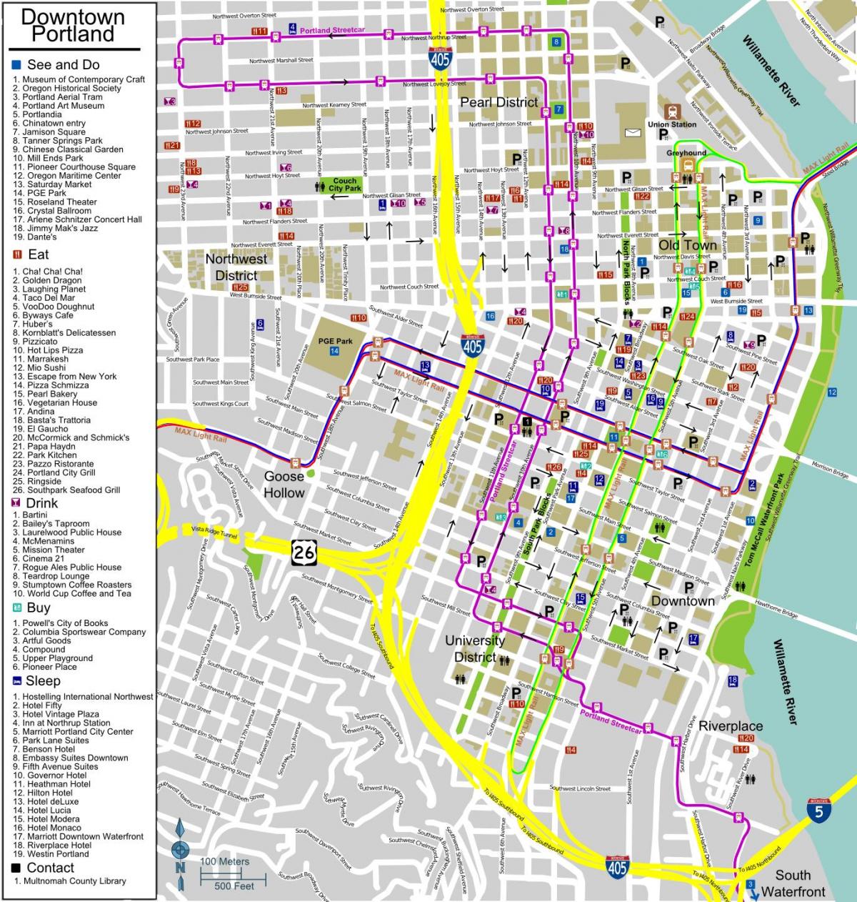 карта вулиць Портленд, Орегон