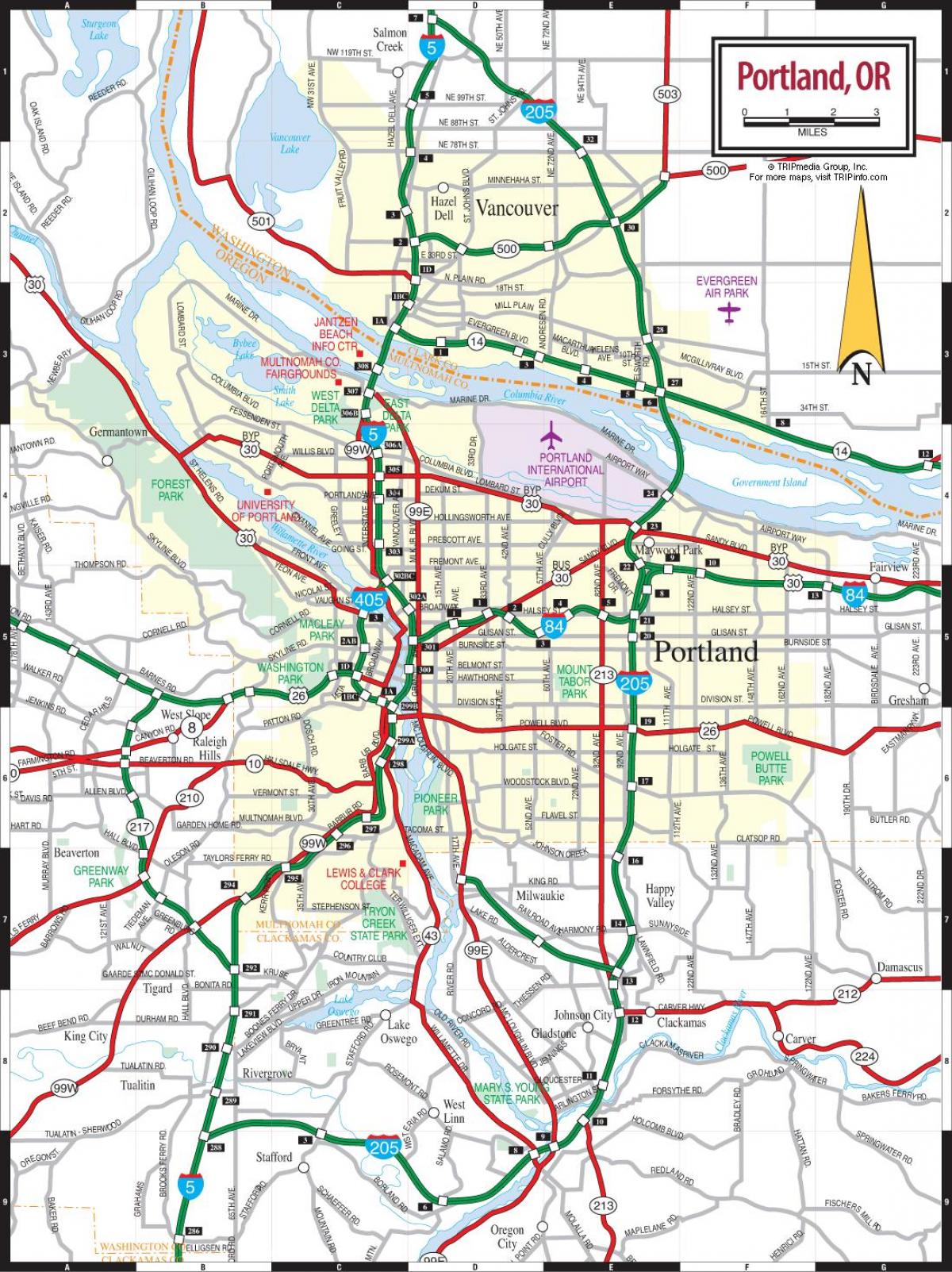 Портленд, Орегон карта метро